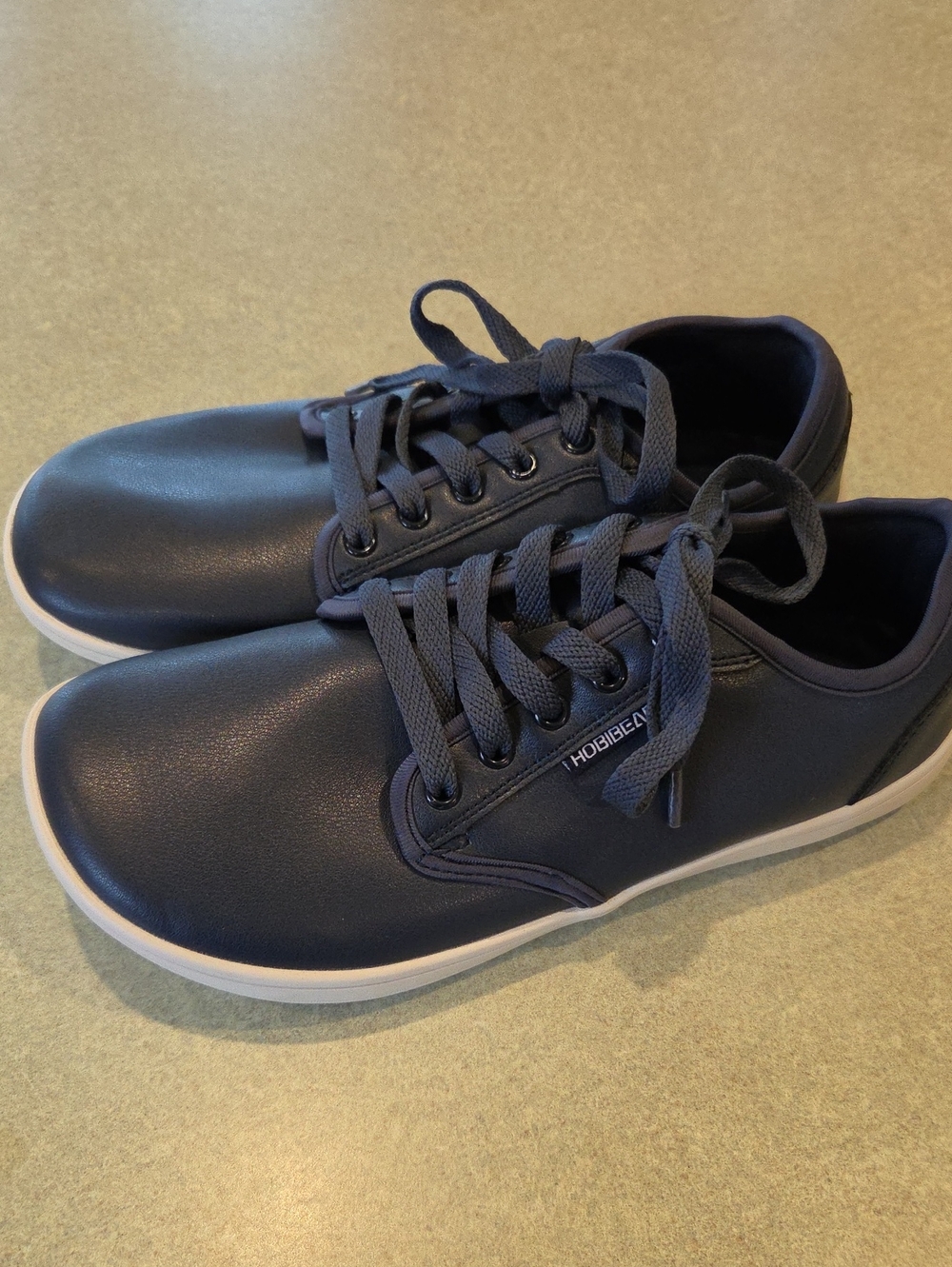 HOBIBEAR Unisex Wide Barefoot Shoes Blue Leather Minimalist Sneakers Size 40